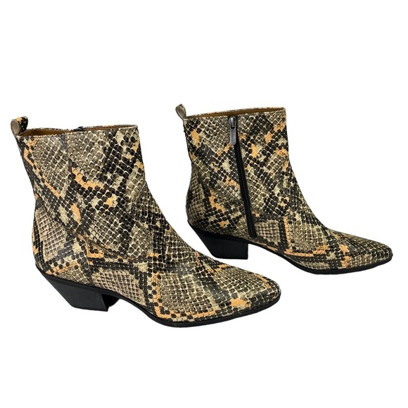Circus By Sam Edelman Garth Vegan Leather Snake Embossed Booties Size 8.5 - Picture 2 of 12